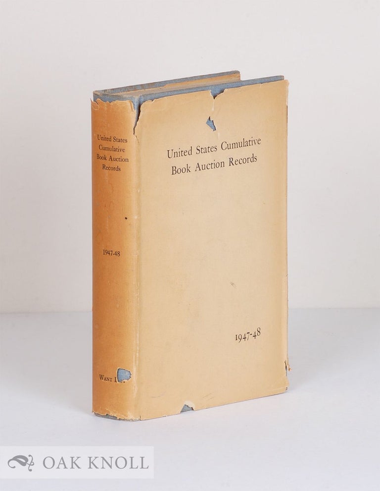 Order Nr. 272 UNITED STATES CUMULATIVE BOOK AUCTION RECORDS. 1947-48. S. R. Shapiro.