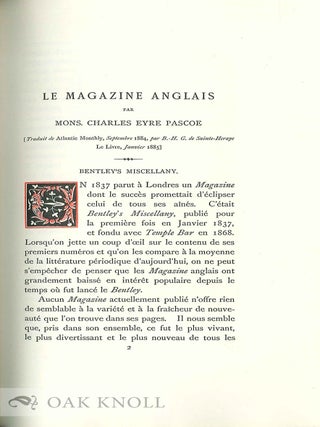 RICHARD BENTLEY & SON REPRINTED FROM `LE LIVRE' OF OCTOBER 1885 WITH SOME ADDITIONAL NOTES.
