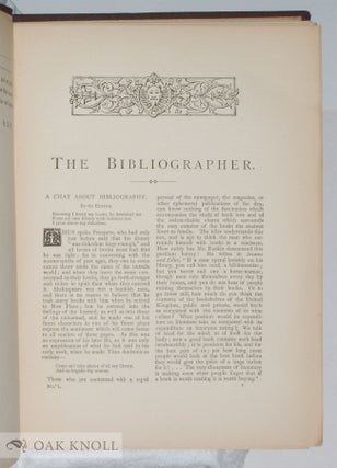 THE BIBLIOGRAPHER - A JOURNAL OF BOOK-LORE.