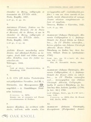 BIBLIOGRAFÍA DELLE ARTI SCRITTORIE E DELLA CALLIGRAFIA.