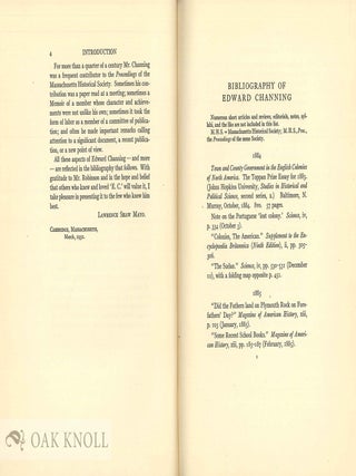 BIBLIOGRAPHY OF EDWARD CHANNING