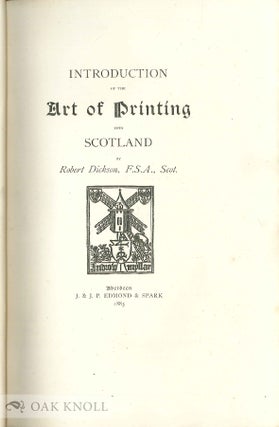 INTRODUCTION OF THE ART OF PRINTING INTO SCOTLAND