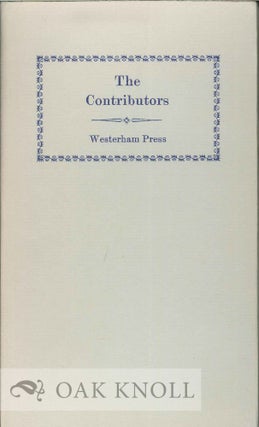 Order Nr. 2429 CONTRIBUTORS BEING THE PAPER OF A TALK DELIVERED TO THE WYNKYN DE WORDE SOCIETY AT...