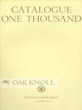 Order Nr. 2591 CATALOGUE ONE THOUSAND PUBLISHED DECEMBER 1975. A. K Russell
