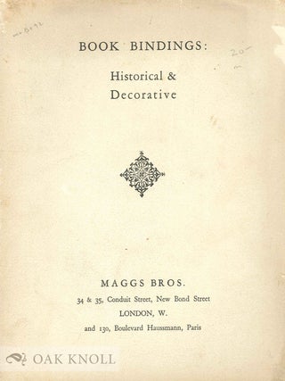 Order Nr. 3031 BOOK BINDINGS: HISTORICAL AND DECORATIVE. Maggs 489