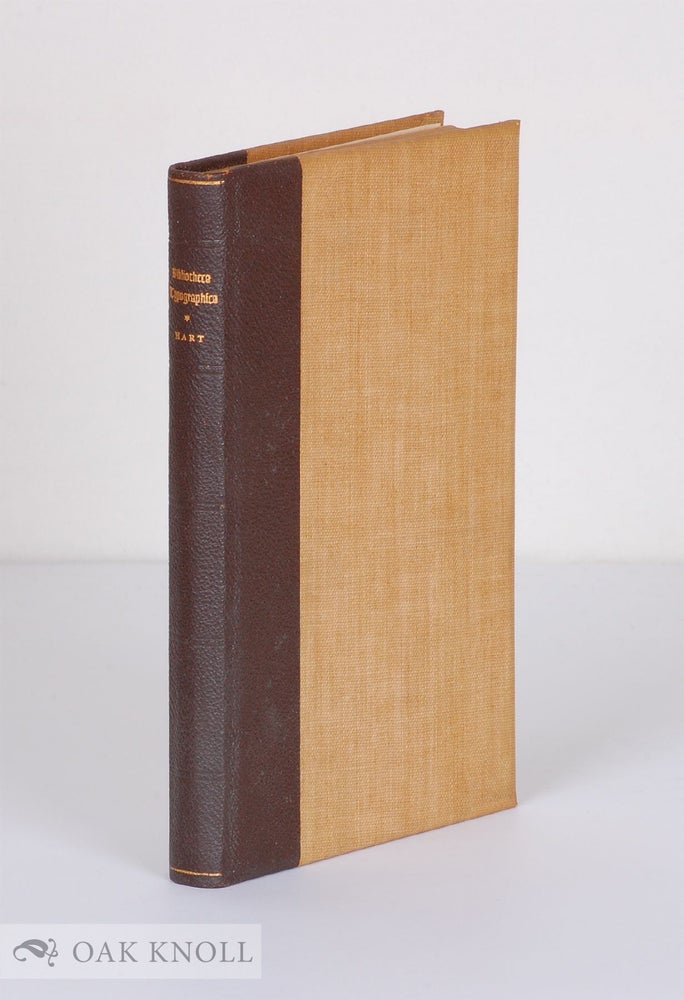 Order Nr. 3606 BIBLIOTHECA TYPOGRAPHICA, A LIST OF BOOKS ABOUT BOOKS. Horace Hart.