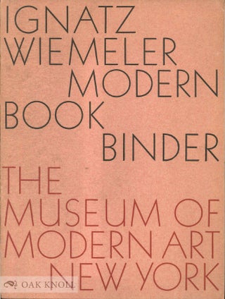 Order Nr. 3768 IGNATZ WIEMELER, MODERN BOOKBINDER OCTOBER 2ND TO OCTOBER 24TH, 1935