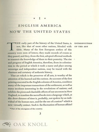 A HISTORY OF PRINTING IN AMERICA; WITH A BIOGRAPHY OF PRINTERS & AN ACCOUNT OF NEWSPAPERS.