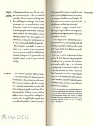 A HISTORY OF PRINTING IN AMERICA; WITH A BIOGRAPHY OF PRINTERS & AN ACCOUNT OF NEWSPAPERS.