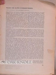 Order Nr. 5945 NEUES VON ALTEN EINBANDFORMEN. Heinrich Schreiber