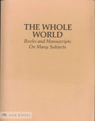 Order Nr. 6920 THE WHOLE WORLD, BOOKS AND MANUSCRIPTS ON MANY SUBJECTS