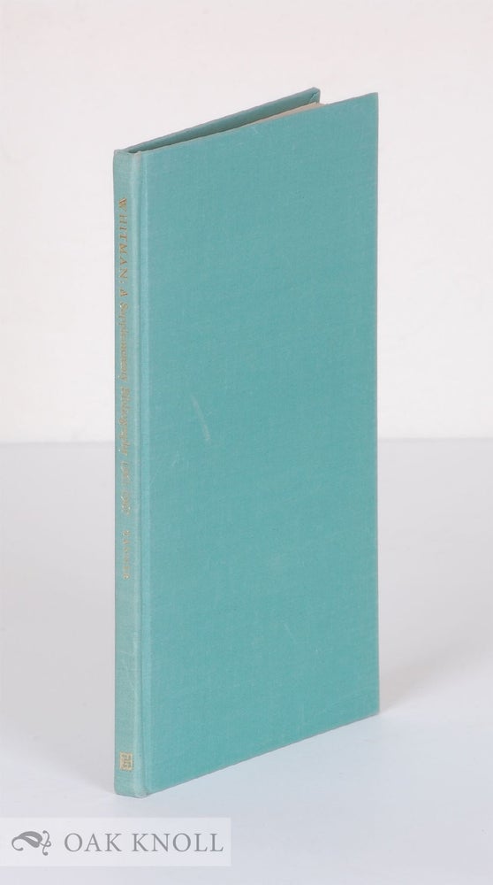 Order Nr. 7823 WALT WHITMAN, A SUPPLEMENTARY BIBLIOGRAPHY 1961-1967. James T. F. Tanner.