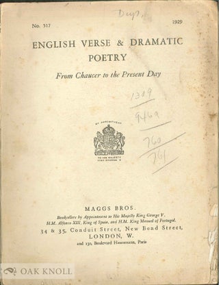 Order Nr. 7883 ENGLISH VERSE & DRAMATIC POETRY FROM CHAUCER TO THE PRESENT DAY. 517