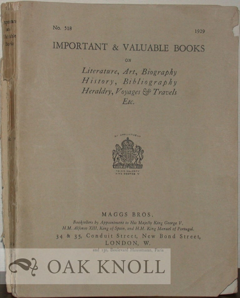 Order Nr. 7884 IMPORTANT & VALUABLE BOOKS ON LITERATURE, ART, BIOGRAPHY HISTORY, BIBLIOGRAPHY, HERALDRY, VOYAGES & TRAVELS, ETC. 518.