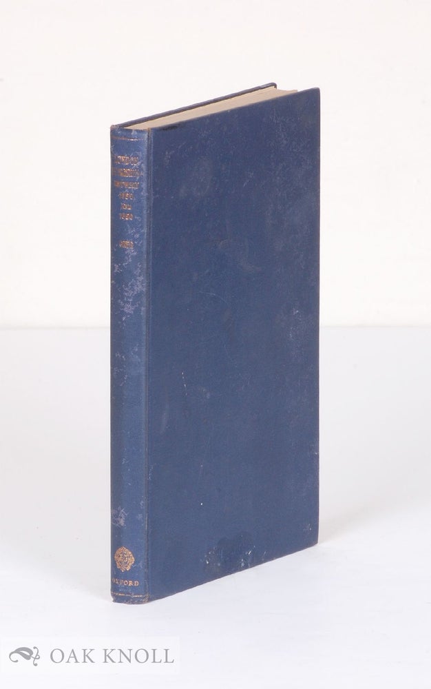 Order Nr. 8972 SOME ASPECTS AND PROBLEMS OF LONDON PUBLISHING BETWEEN 1550 AND 1650. W. W. Greg.