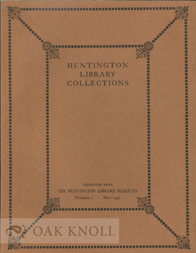 Order Nr. 9167 HUNTINGTON LIBRARY COLLECTIONS