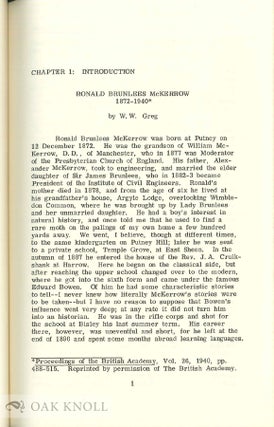 RONALD BRUNLEES MCKERROW: A SELECTION OF HIS ESSAYS