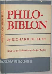 Order Nr. 9969 THE PHILOBIBLON. Richard Debury