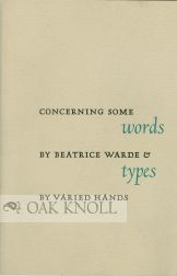 Order Nr. 10777 CONCERNING SOME WORDS BY BEATRICE & TYPES BY VARIED HANDS