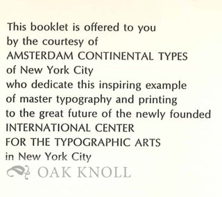 HERMANN ZAPF, CALLIGRAPHER, TYPE-DESIGNER AND TYPOGRAPHER AN EXHIBITION ARRANGED AND CIRCULATED BY THE CONTEMPORARY ARTS CENTER, CINCINNATI ART MUSEUM.