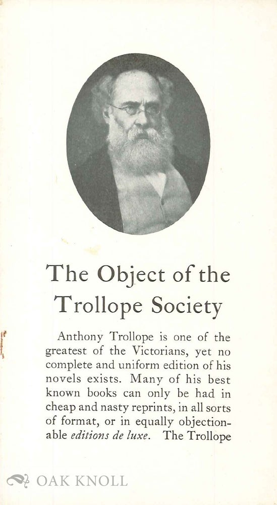 Order Nr. 11577 THE OBJECT OF THE TROLLOPE SOCIETY. A. Edward Newton.