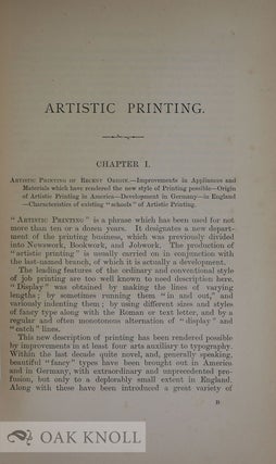 ARTISTIC PRINTING, A SUPPLEMENT TO THE AUTHOR'S WORK ON PRACTICAL PRINTING.
