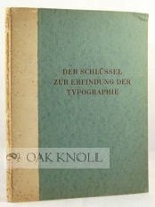 Order Nr. 11814 SCHLUSSEL ZUR ERFINDUNG DER TYPOGRAPHIE EIN ABSCHNITT AUS DEM WERKE THE INVENTION...