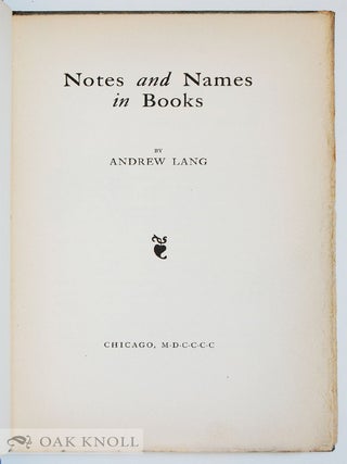 NOTES AND NAMES IN BOOKS.
