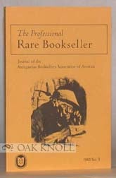 Order Nr. 14289 PROFESSIONAL RARE BOOKSELLER, JOURNAL OF THE ANTIQUARIAN