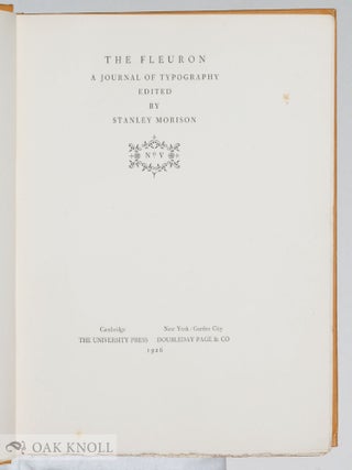 FLEURON, A JOURNAL OF TYPOGRAPHY.
