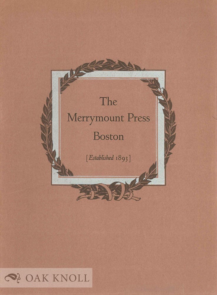 Order Nr. 15386 THE MERRYMOUNT PRESS, BOSTON (ESTABLISHED 1893).