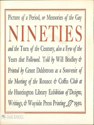 Order Nr. 15810 PICTURE OF A PERIOD, OR MEMORIES OF THE GAY NINETIES AND THE TURN OF THE CENTURY,...