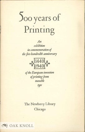 Order Nr. 15815 500 YEARS OF PRINTING, AN EXHIBITION IN COMMEMORATION OF THE FIVE-HUNDREDTH...