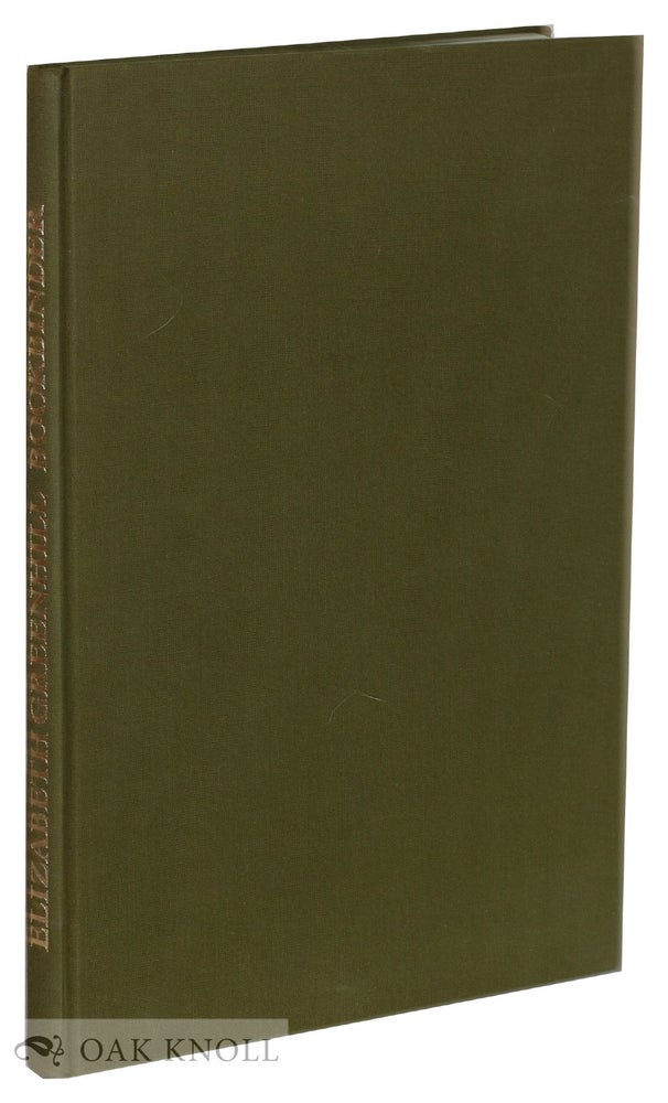 Order Nr. 16384 ELIZABETH GREENHILL, BOOKBINDER, A CATALOGUE RAISONNE. Elizabeth Greenhill.