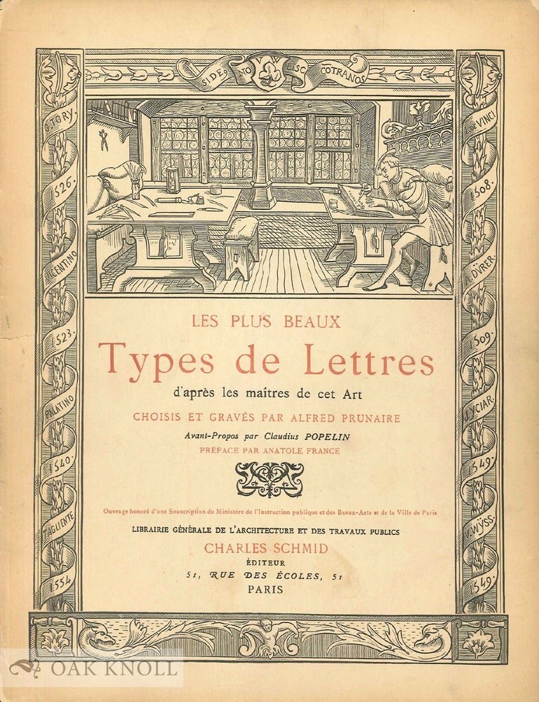 Order Nr. 16489 PLUS BEAUX TYPES DE LETTRES D'APRES LES MAITRES DE CET ART Avant-Propos par Claudius Popelin. Alfred Prunaire.