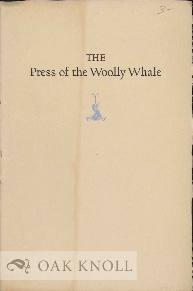 Order Nr. 16964 PRESS OF THE WOOLLY WHALE, AN EXHIBITION JANUARY, 1972.