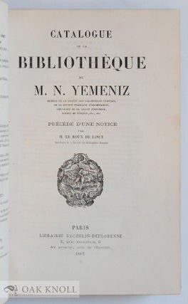 CATALOGUE DE LA BIBLIOTHÈQUE DE M.N. YEMENIZ