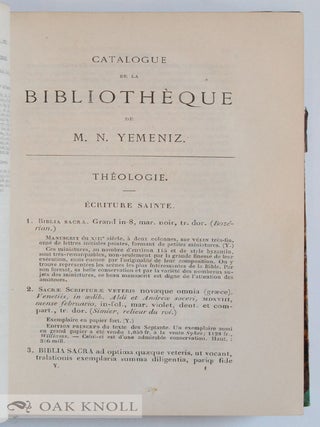 CATALOGUE DE LA BIBLIOTH&Egrave;QUE DE M.N. YEMENIZ