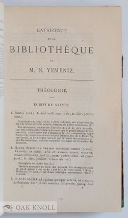 CATALOGUE DE LA BIBLIOTHÈQUE DE M.N. YEMENIZ