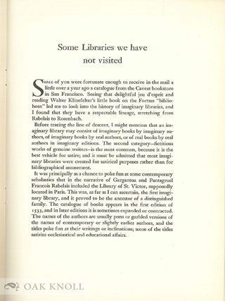 SOME LIBRARIES WE HAVE NOT VISITED, A PAPER READ AT THE ROUNCE & COFFINS CLUB, AUGUST 26, 1947.