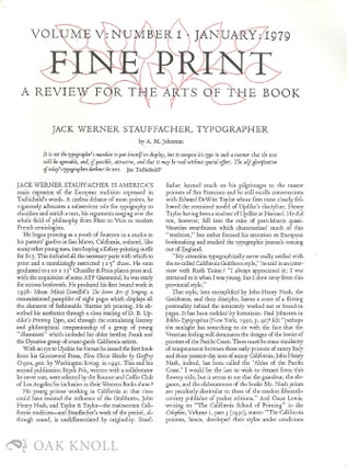 FINE PRINT, A NEWSLETTER FOR THE ARTS OF THE BOOK (Title changed to FINE PRINT, THE REVIEW FOR THE ARTS OF THE BOOK after volume II, no.1).