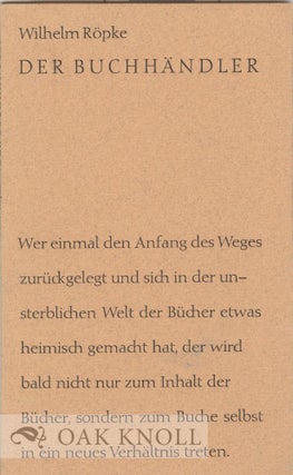 Order Nr. 17891 DER BUCHHÄNDLER. Wilhelm Ropke