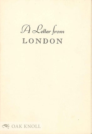 Order Nr. 18605 LETTER FROM LONDON. Beatrice Warde