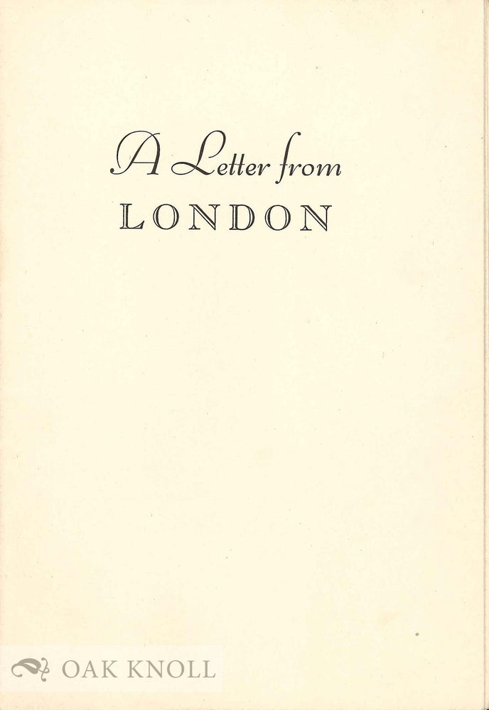 Order Nr. 18605 LETTER FROM LONDON. Beatrice Warde.