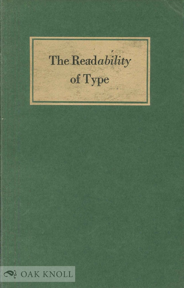 Order Nr. 19208 THE READABILITY OF TYPE.