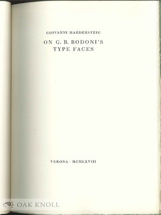 ON G.B. BODONI'S TYPE FACES.