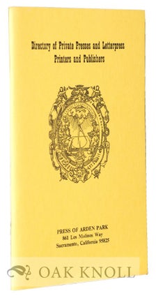 Order Nr. 20666 DIRECTORY OF PRIVATE PRESSES AND LETTERPRESS PRINTERS AND PUBLISHERS. Budd Westreich