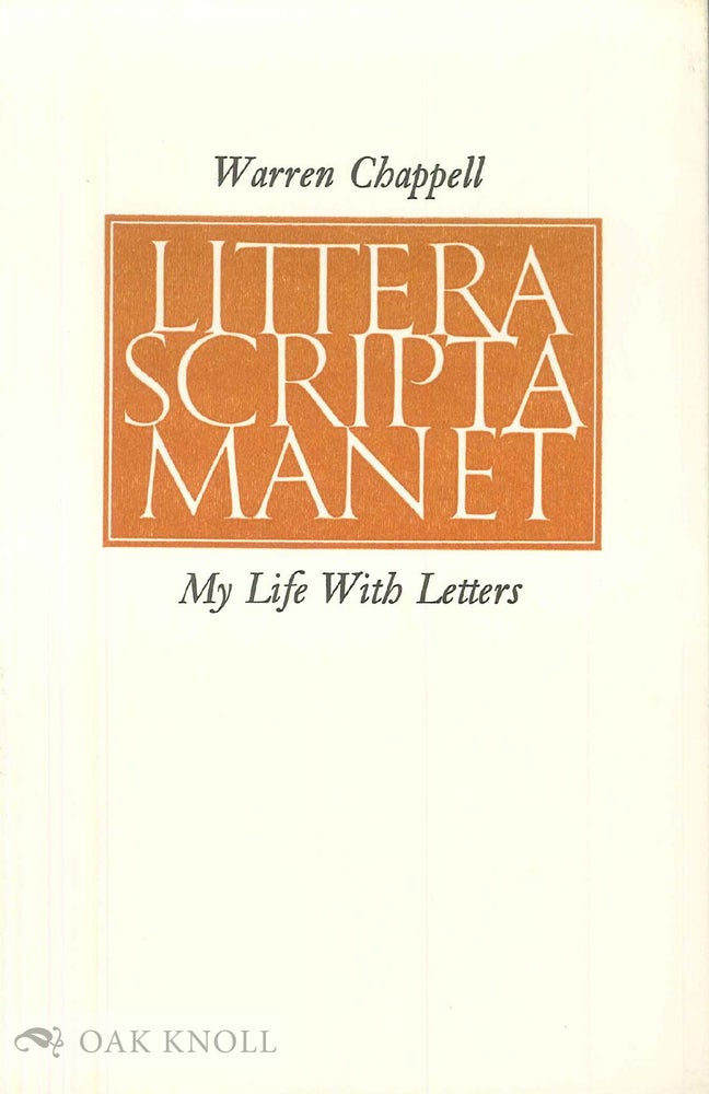 Order Nr. 20754 MY LIFE WITH LETTERS. Warren Chappell.