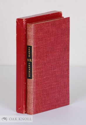 Order Nr. 21923 BR MARKS & REMARKS, THE MARKS BY BRUCE ROGERS, ET AL. THE REMARKS BY HIS FRIENDS