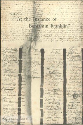 Order Nr. 22643 " AT THE INSTANCE OF BENJAMIN FRANKLIN, A BRIEF HISTORY OF THE LIBRARY" Edwin Wolf
